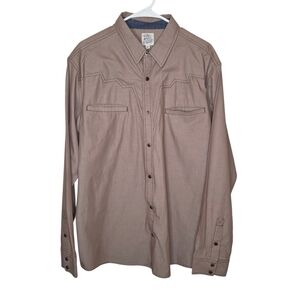 Moonshine & Spirits Men's Western Button-Down Shirt, Taupe Brown, LS, Size XL